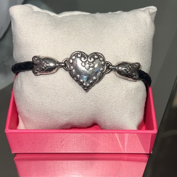 Brighton Black Leather and  Silver Heart Cupid Bracelet - Picture 2 of 13